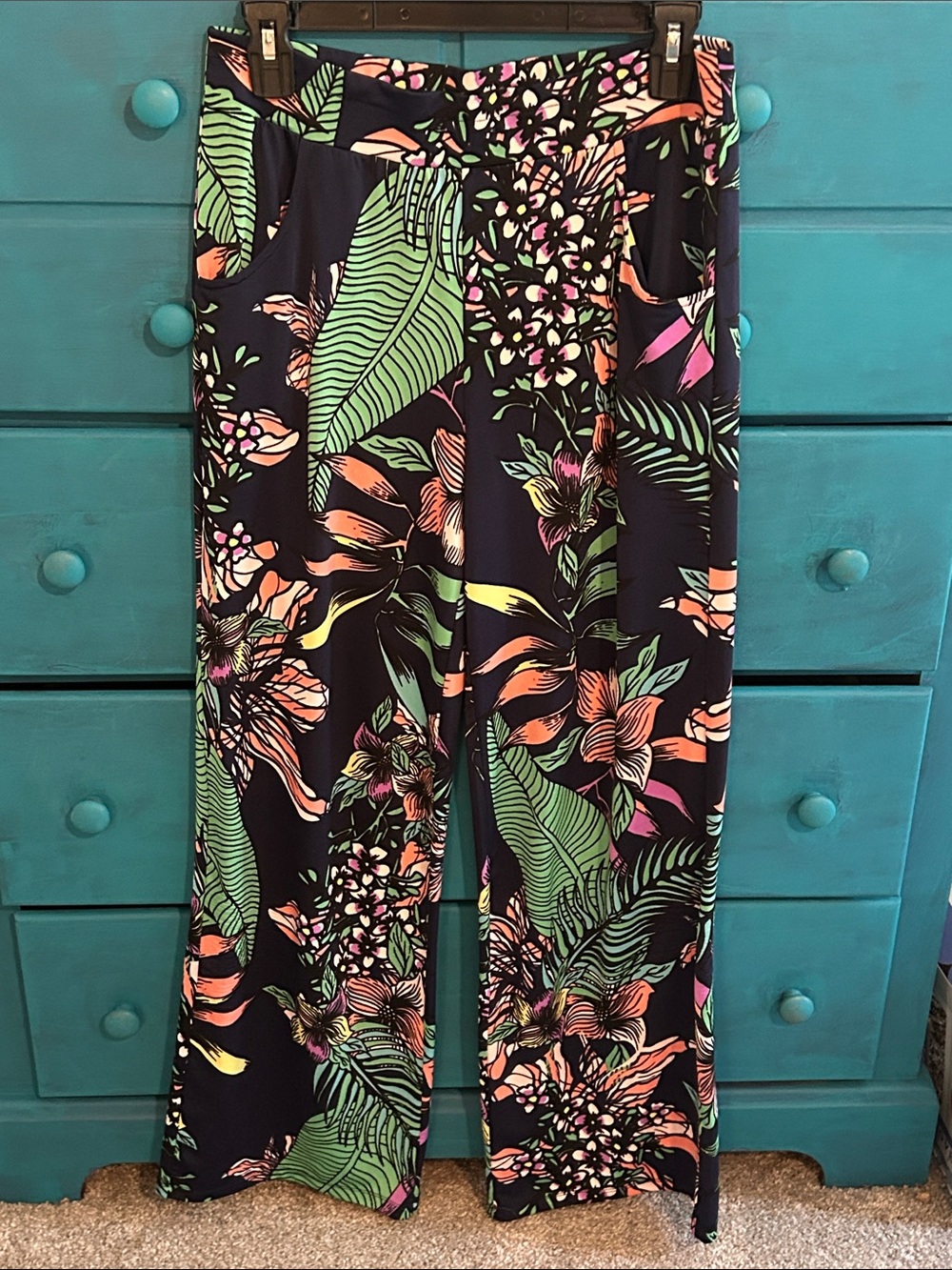 Women's Tropical Wide-Leg Pants - Navy Floral